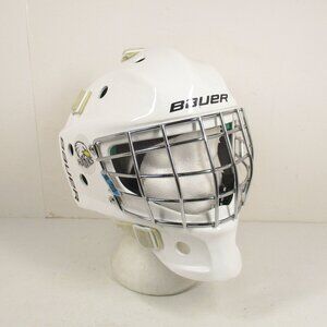 BAUER NME4 GOALIE MASK YOUTH SIZE 6--6-5/8 White WITH CHROME CAGE